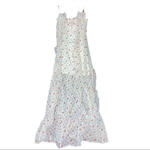 Sim & Sam Beige Pink Floral Ruffle Maxi Dress NWT Medium Boho Festival Tiered